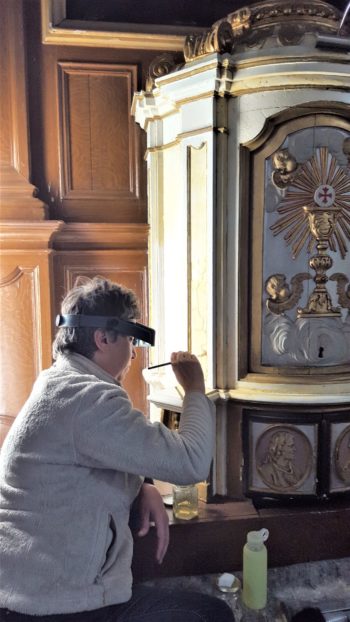 Restauration du tabernacle et des deux statuettes « la Foi » et « la Charité » au cœur de l’église Saint Amand de Hamme-Mille  –   Opération lancée !