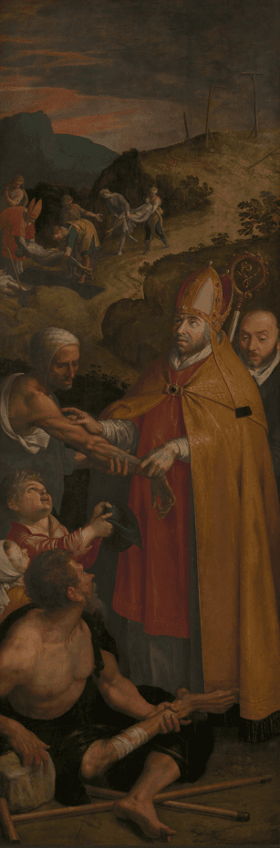 4.Volet du tableau d’autel de la corporation des forgerons peint par Ambrosius Francken I : Charité de saint Eloi à l’égard des estropiés et des suppliciés, huile sur bois, 1588. Anvers, Collection KMSKA - Communauté flamande, Inv. 579 (Photo : CC0)